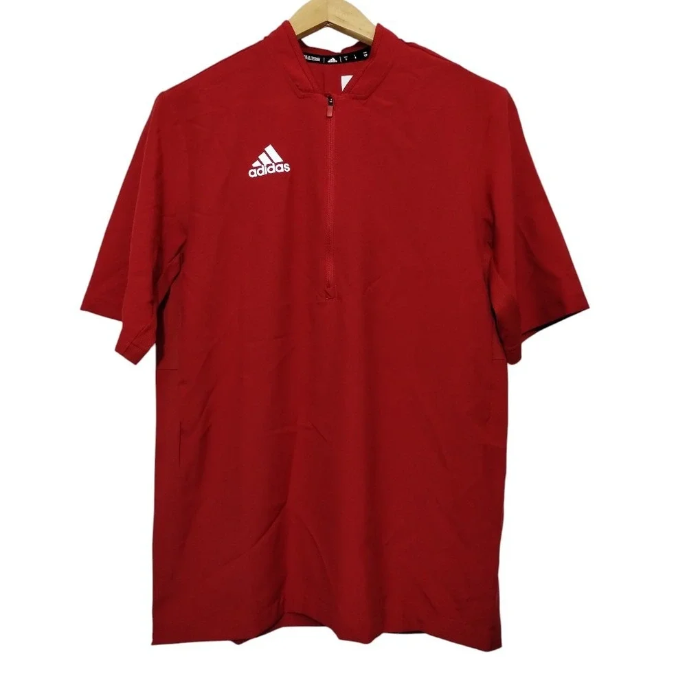 Adidas Mens S Team Iconic Athletic Performance‎ Cage Shirt Short Sleeve 1/4 Zip